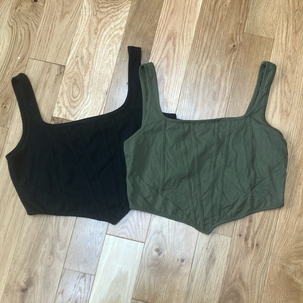 Black and Green corset Tank Tops set 1XL
